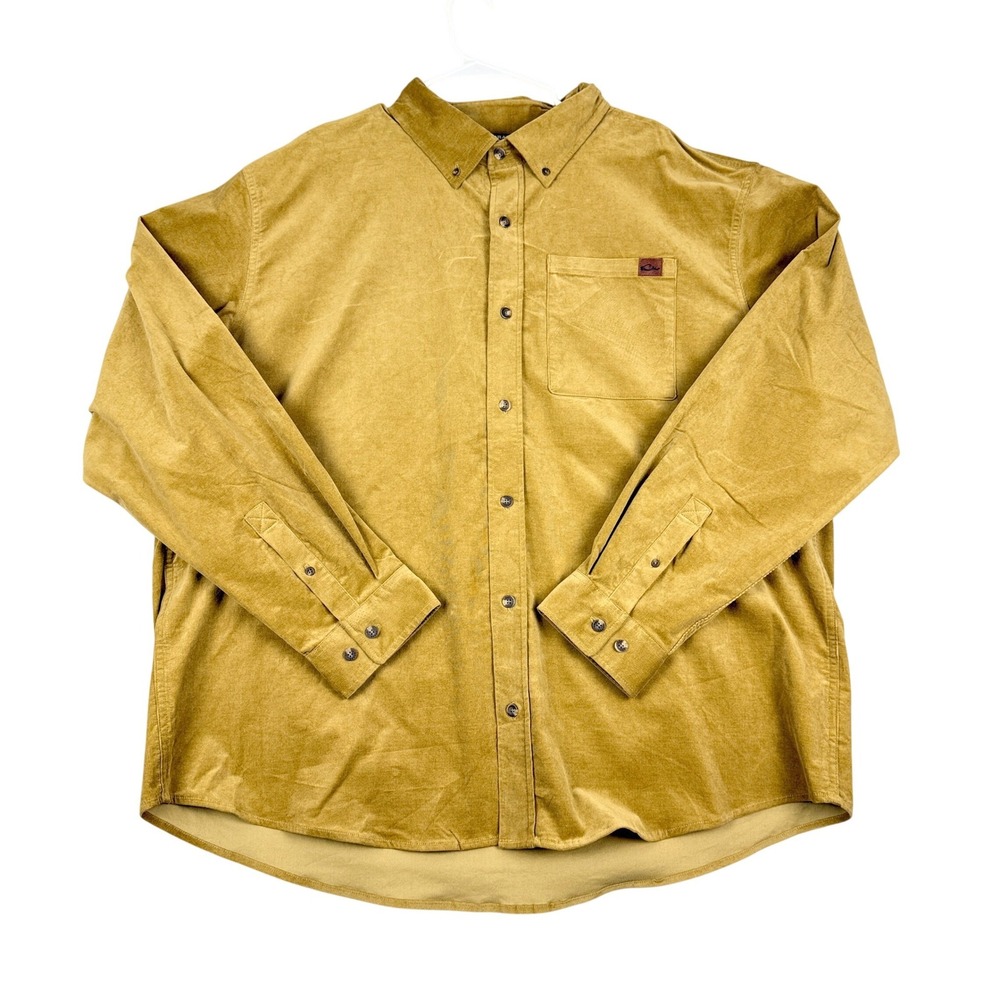 Drake Waterfowl Corduroy Shirt Mens 2XL Tan Long Sleeve Button Down